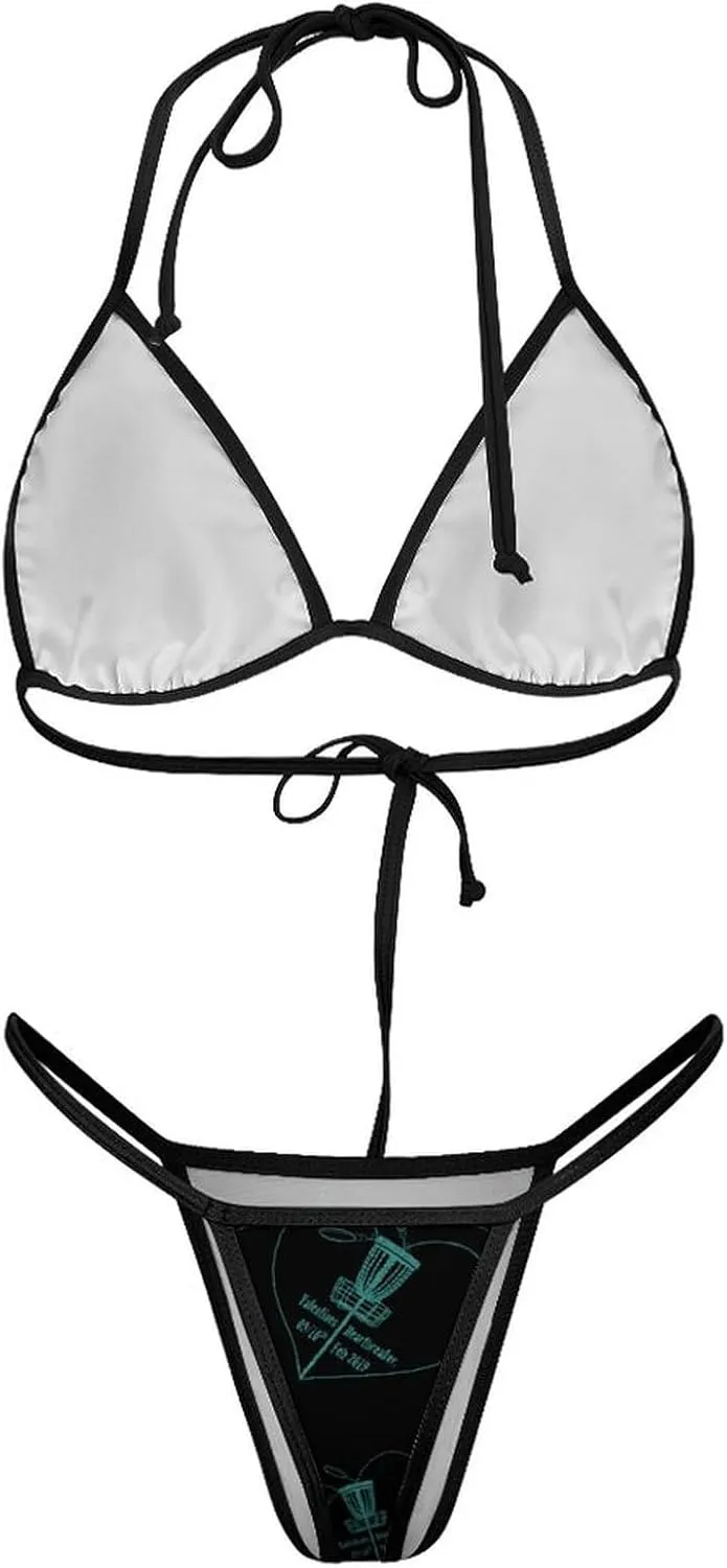 Disc Golf Icon Basket Bathing Suit Bikini Sets for Women Swimsuits Triangle Two Piece Swimwear Back Tie