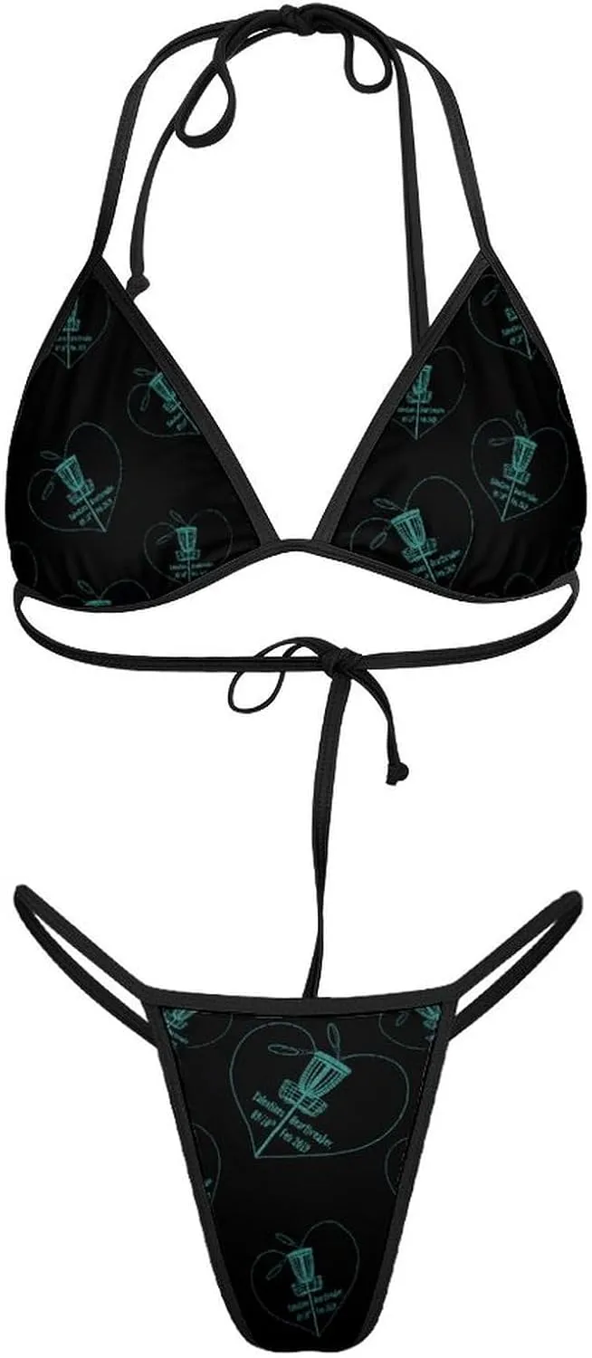 Disc Golf Icon Basket Bathing Suit Bikini Sets for Women Swimsuits Triangle Two Piece Swimwear Back Tie