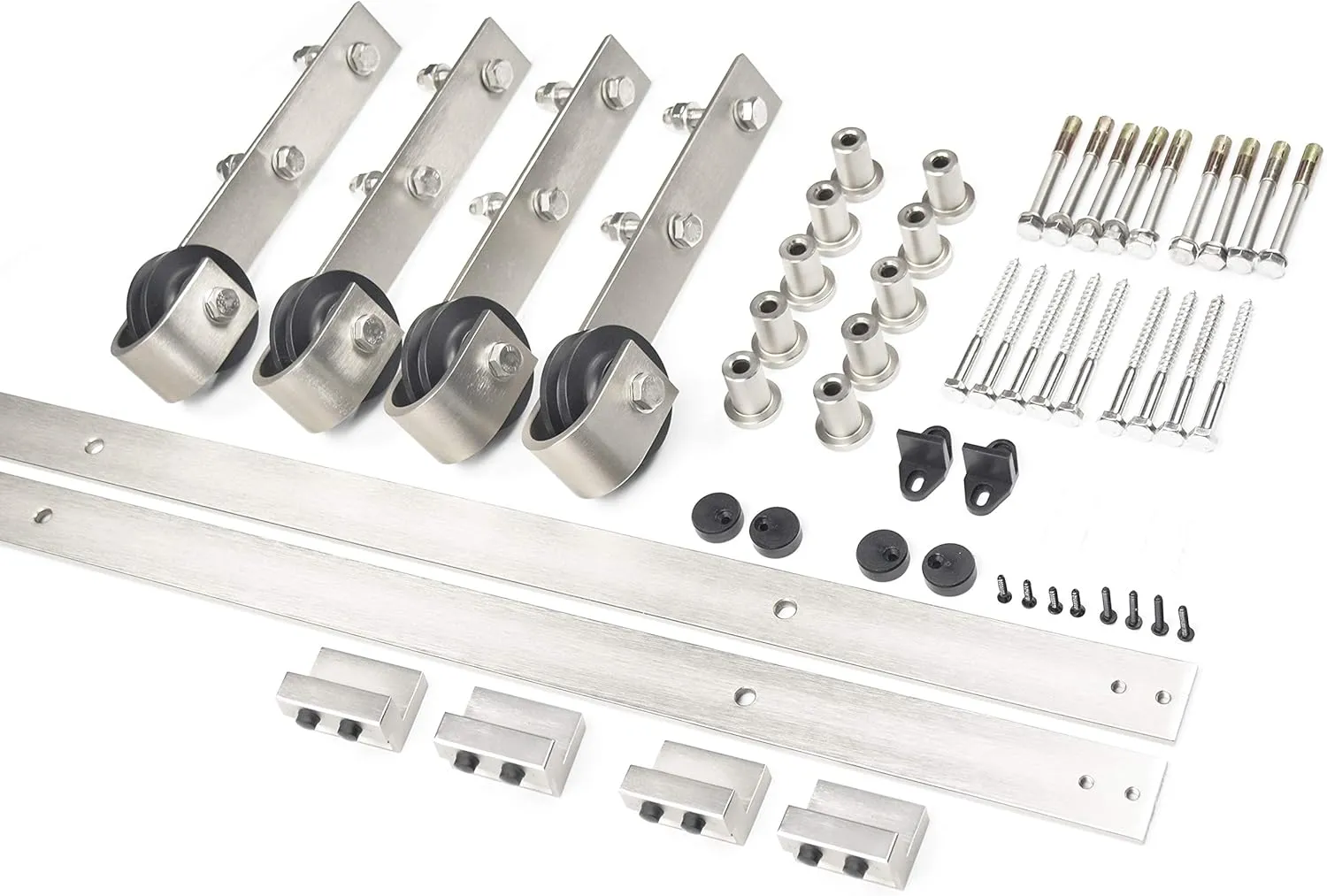 DIYHD Brushed Nickel Steel Sliding Barn Hardware to Hang 2 Panel, 13FT Track Kit, Double Door kit