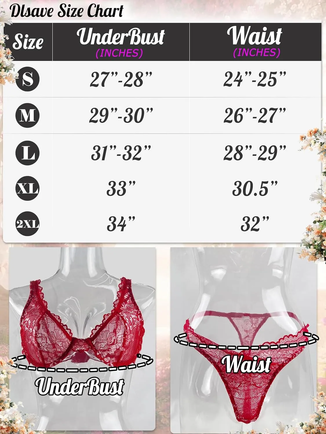 Dlsave Sexy Lingerie for Women Lace V Neck Push Up Lingerie Sets
