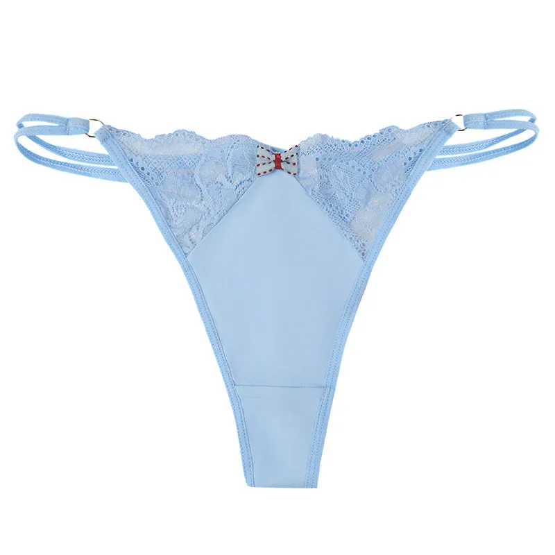 Double Strap Lace Trim Thong Panty