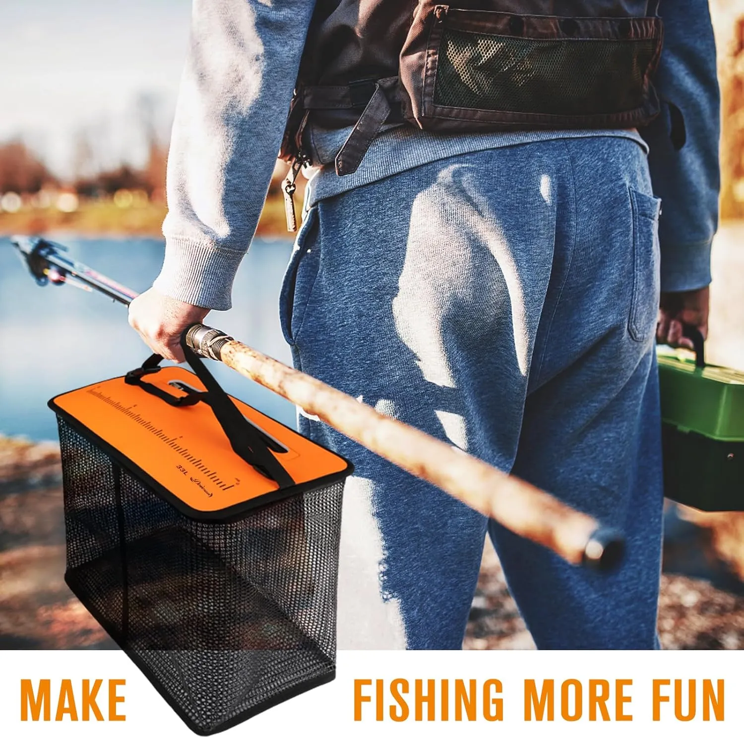 Dovesun Floating Fishing Basket, Collapsible Fish Basket Portable Fishing Net Quick-Drying Rubber Coated Fishing Bait Storage Cage 3.5-10 Gallons