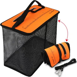 Dovesun Floating Fishing Basket, Collapsible Fish Basket Portable Fishing Net Quick-Drying Rubber Coated Fishing Bait Storage Cage 3.5-10 Gallons