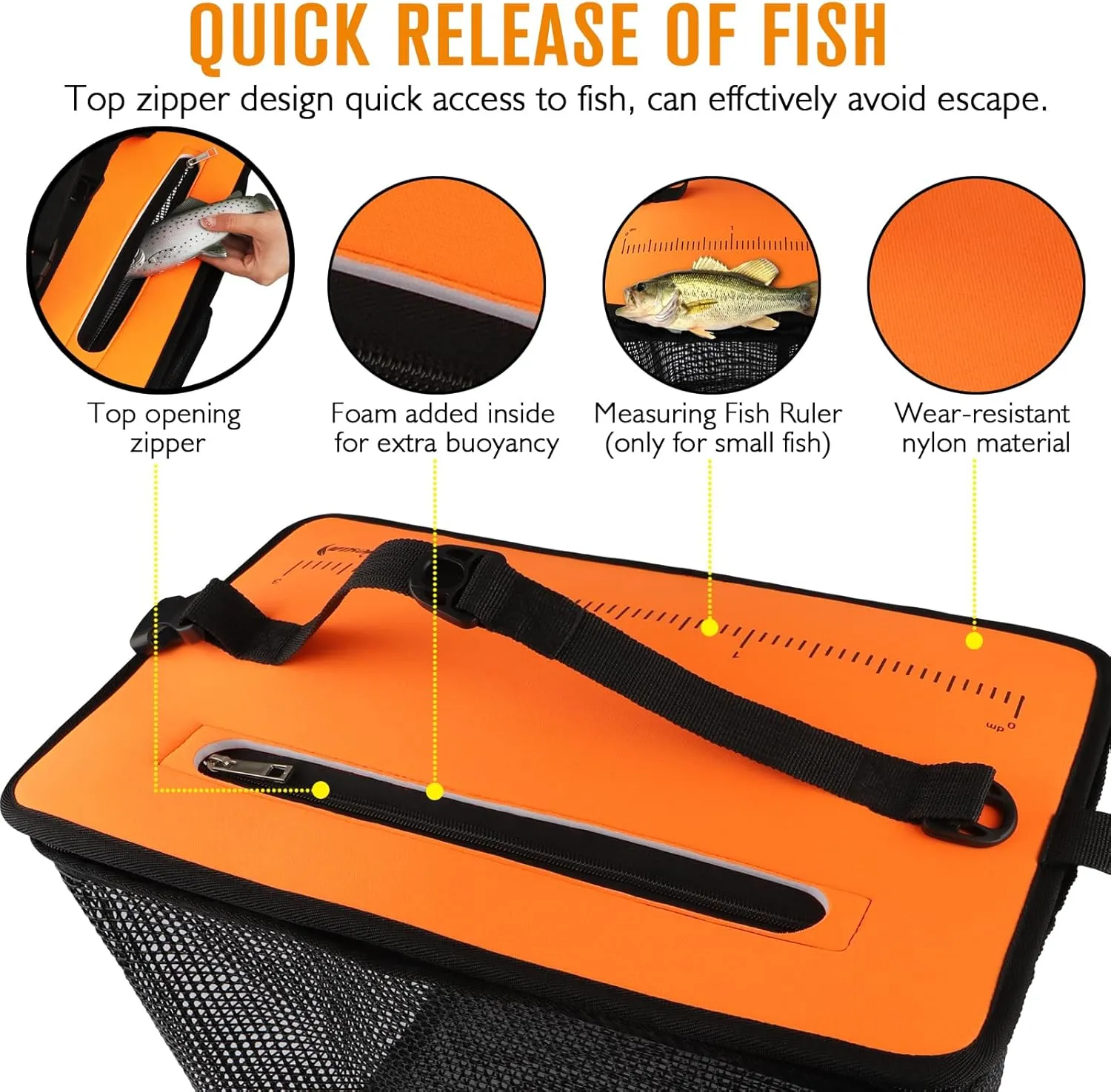 Dovesun Floating Fishing Basket, Collapsible Fish Basket Portable Fishing Net Quick-Drying Rubber Coated Fishing Bait Storage Cage 3.5-10 Gallons