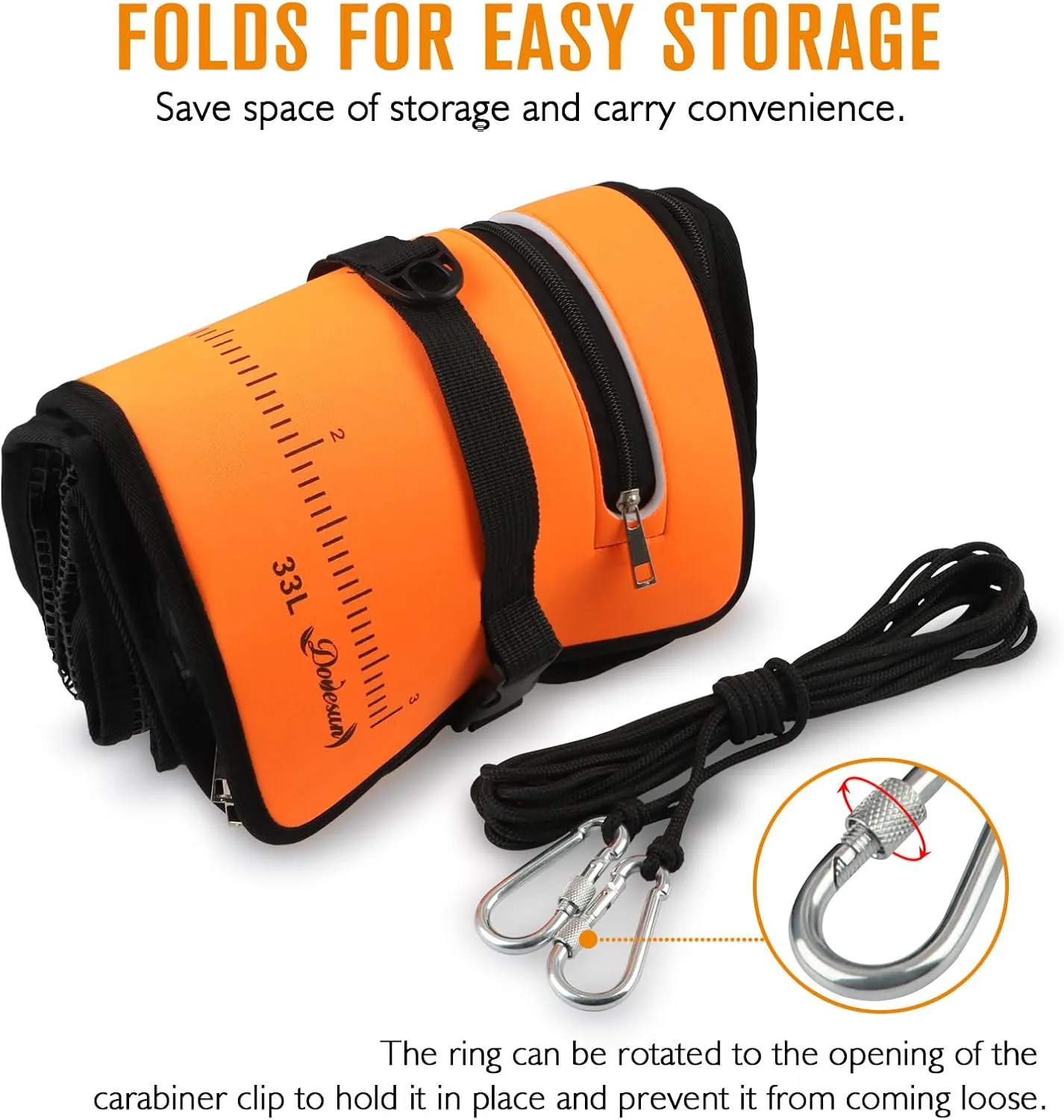 Dovesun Floating Fishing Basket, Collapsible Fish Basket Portable Fishing Net Quick-Drying Rubber Coated Fishing Bait Storage Cage 3.5-10 Gallons