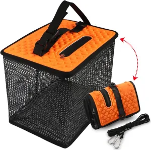 Dovesun Floating Fishing Basket, Collapsible Fish Basket Portable Fishing Net Quick-Drying Rubber Coated Fishing Bait Storage Cage 3.5-10 Gallons