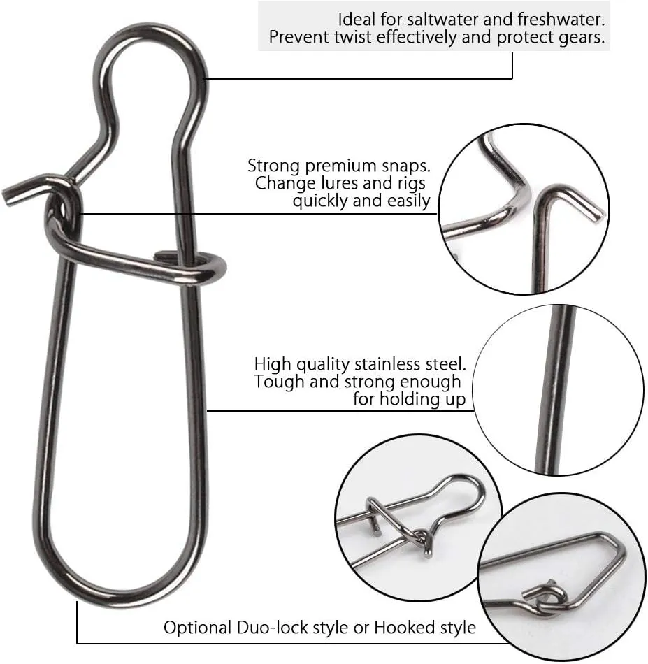 Dr.Fish Sinker Slides for Fishing, Sinker Weight Silder Line Slide Sleeve Swivel Duo Lock Snaps for Saltwater Surf Bottom Fishing Fish Fider Rig Catfish Rig