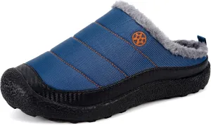 Eagsouni Womens Mens House Slippers Slip on Snow Winter Warm Fully Fur Lined Slippers Indoor Outdoor Shoes
