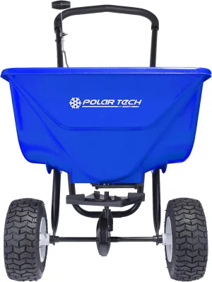 EarthWay Polar Tech 90950 50 LB Professional Ice Melt Broadcast Walk Behind Spreader with 9" Pneumatic Tires, High Output and Solid Linkage Control