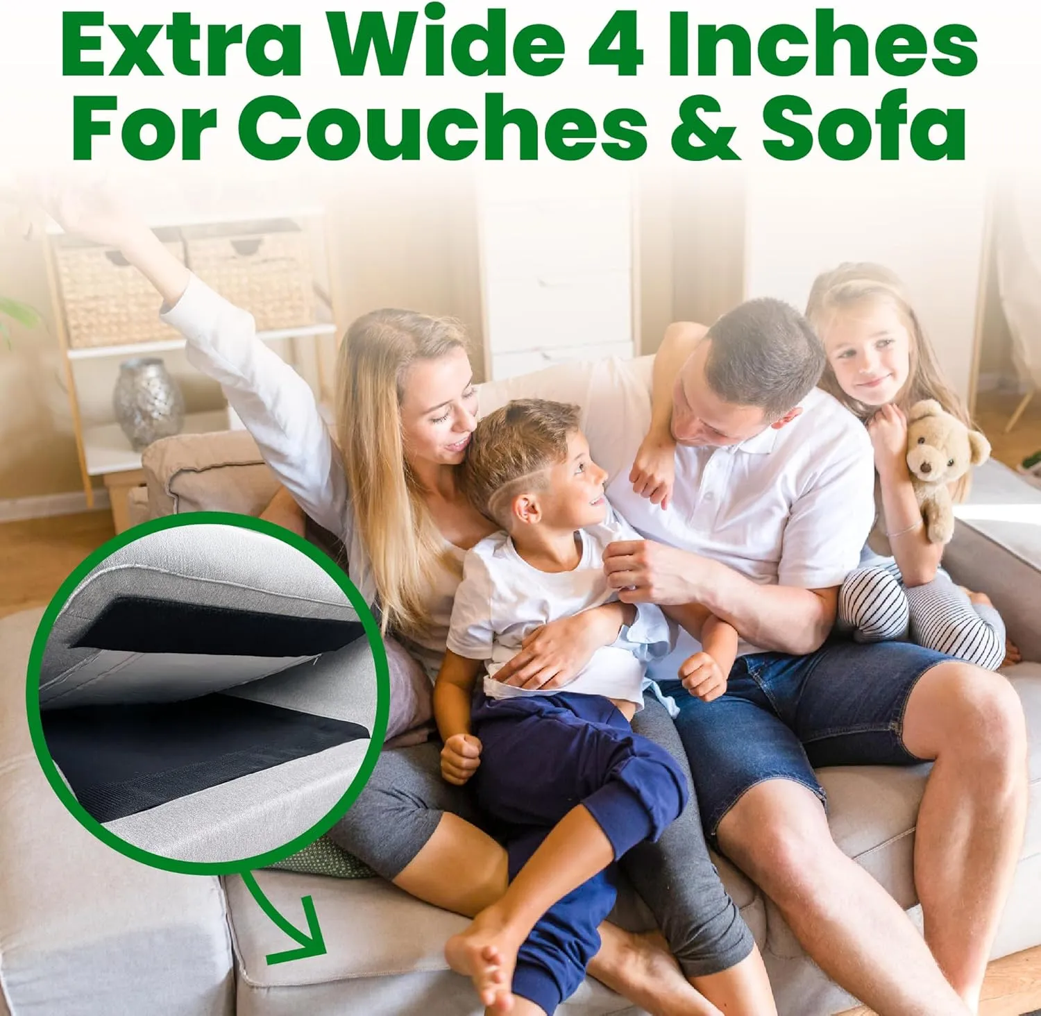 ECOHomes Heavy Duty Strips for Couch Cushions 4 Inch x 10 FT Keep Sofa Cushions from Sliding - Adhesive Hook and Loop Tape Roll to Prevent Sliding Couch Cushion, Outdoor Non Slip Furniture Grip Black