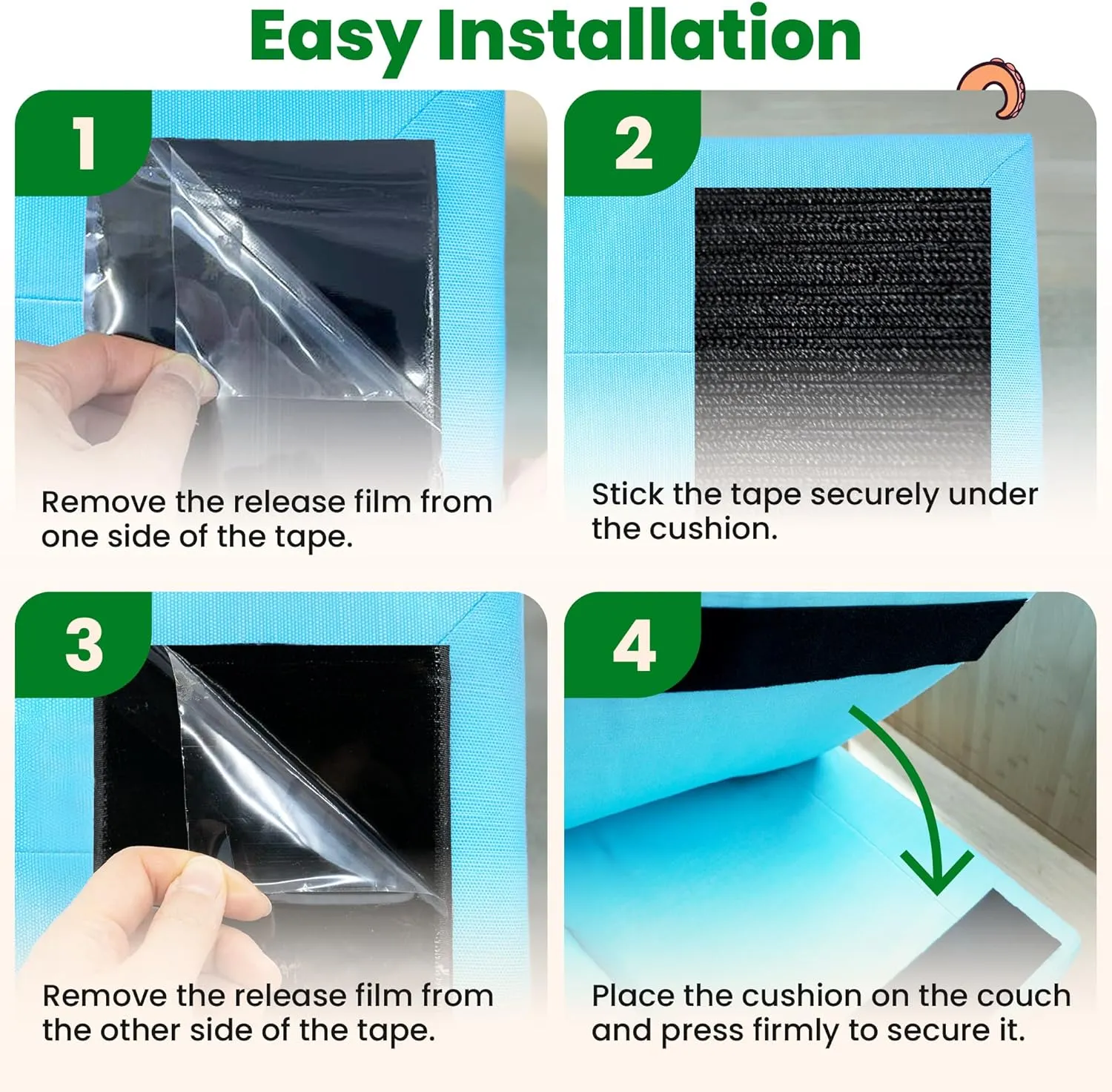 ECOHomes Heavy Duty Strips for Couch Cushions 4 Inch x 10 FT Keep Sofa Cushions from Sliding - Adhesive Hook and Loop Tape Roll to Prevent Sliding Couch Cushion, Outdoor Non Slip Furniture Grip Black