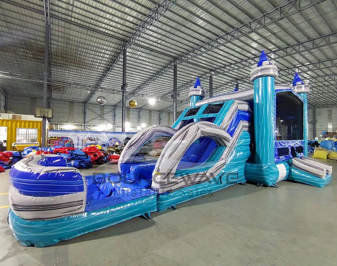 Euro Bahama Castle Dual Lane Bounce House with Slide (Wet/Dry)