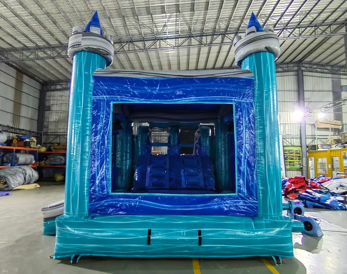 Euro Bahama Castle Dual Lane Bounce House with Slide (Wet/Dry)