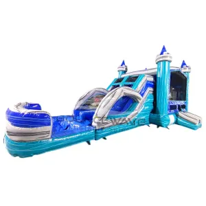 Euro Bahama Castle Dual Lane Bounce House with Slide (Wet/Dry)