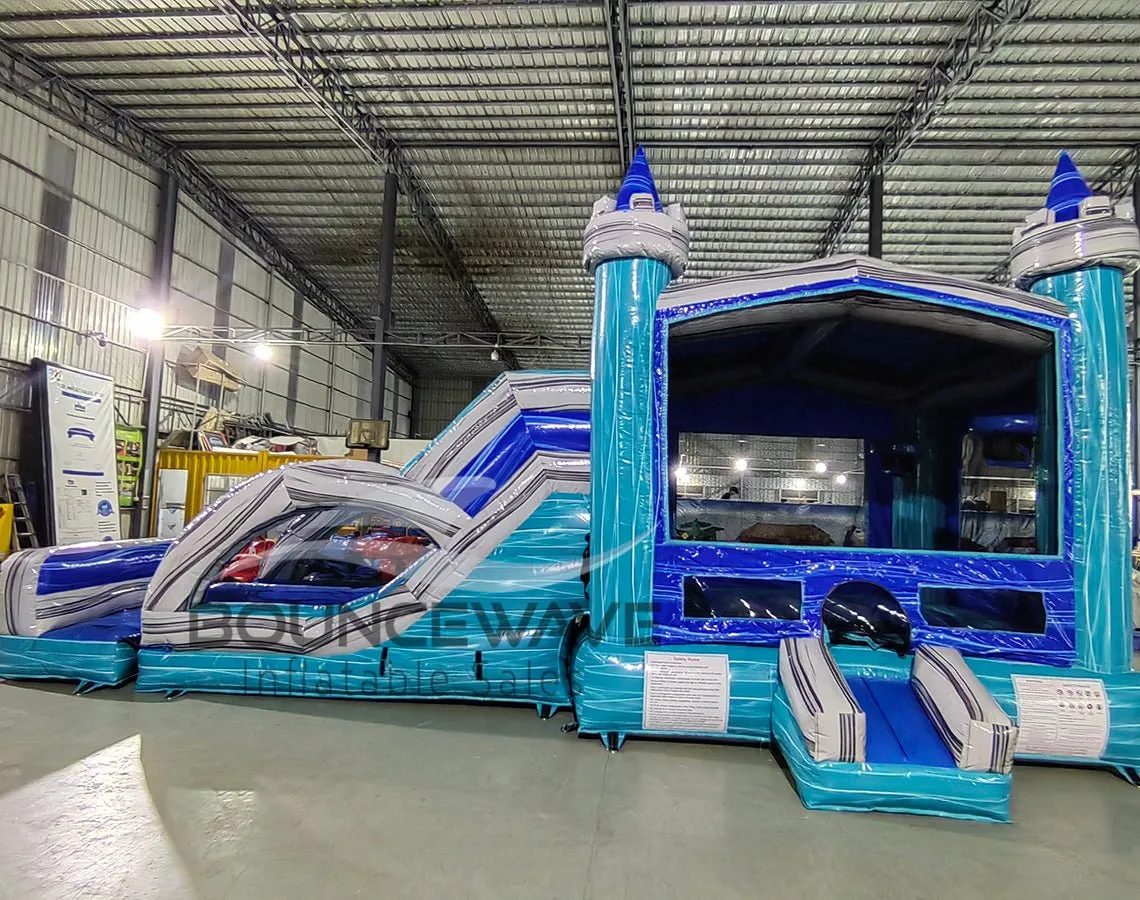 Euro Bahama Castle Dual Lane Bounce House with Slide (Wet/Dry)