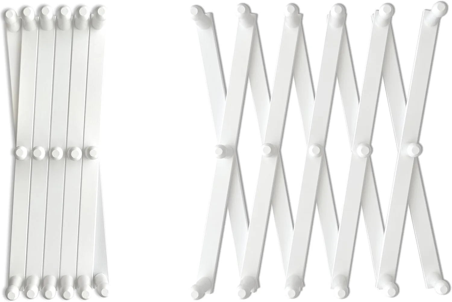 Expandable Wooden Coat Rack Hanger - Large Accordion Hanger with Expanding Pegs | Hand Made Modern Wooden Hat Rack for Wall | Hang Coat, Jacket, Hat | Wall Rack – 17 Hook, Chalk White