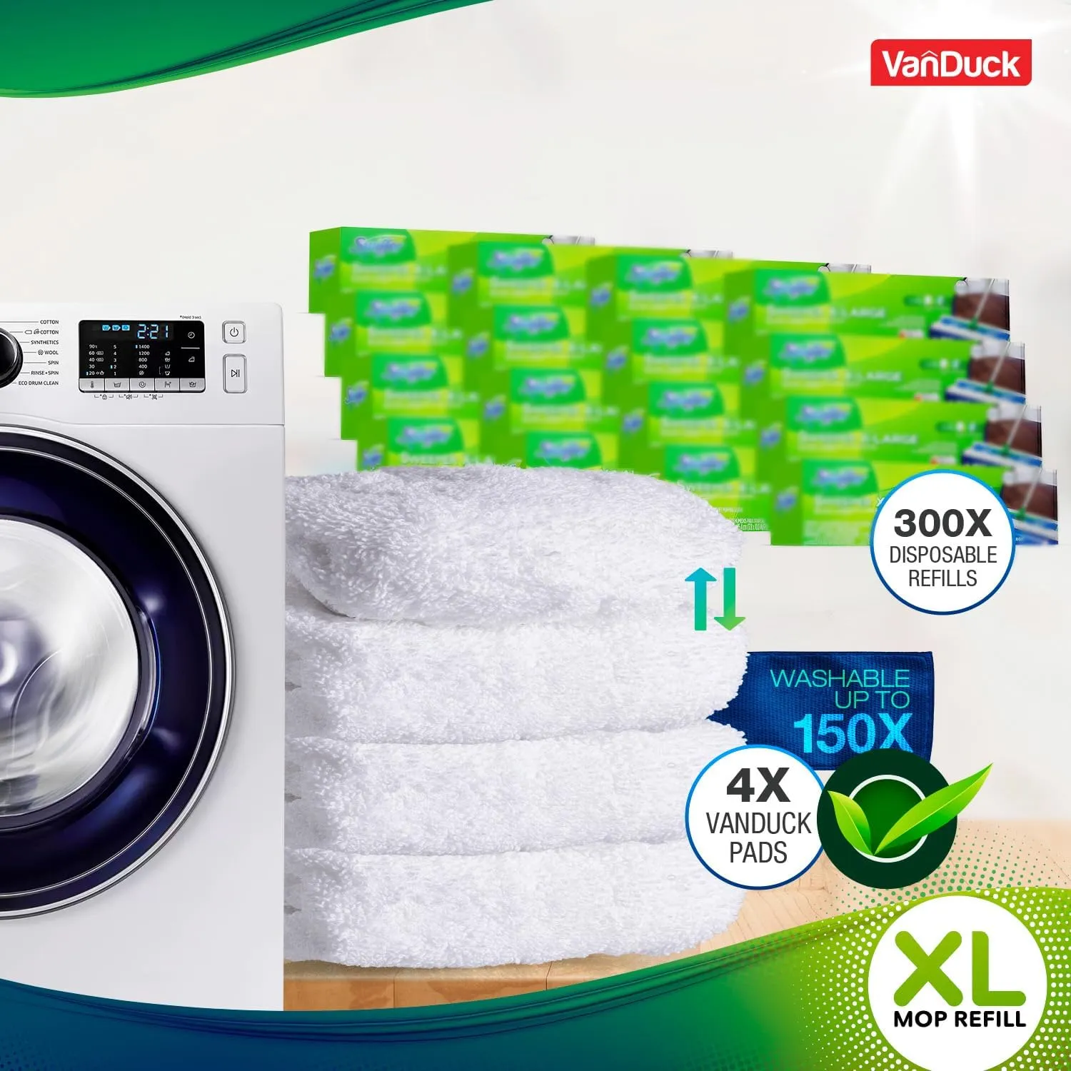 Extra Large Cotton Mop Pads Compatible with Swiffer XL Mop - X-Large Wet and Dry Pads Refill, 4-Pack (Handle is Not Included)