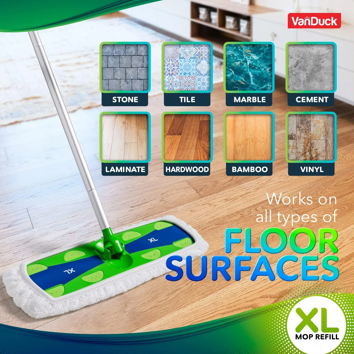Extra Large Cotton Mop Pads Compatible with Swiffer XL Mop - X-Large Wet and Dry Pads Refill, 4-Pack (Handle is Not Included)