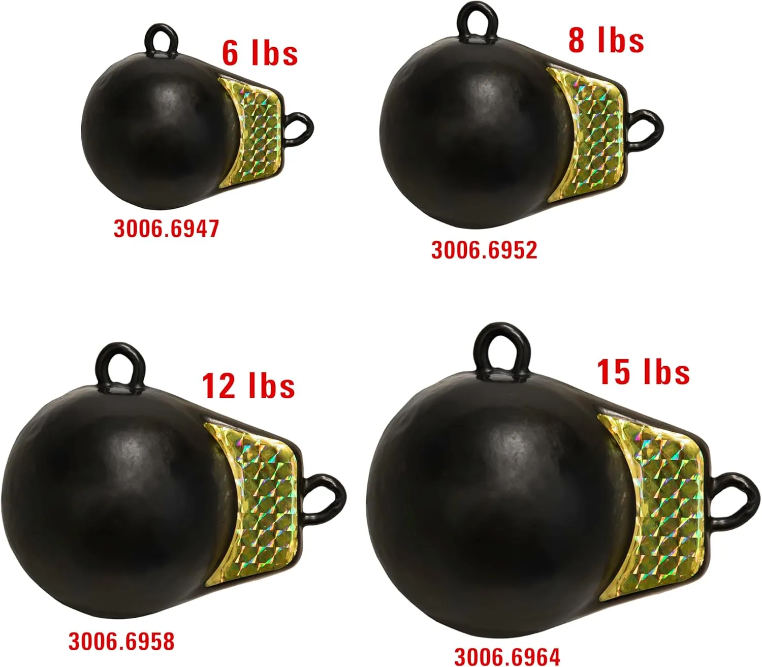 Extreme Max 3006.6964 Coated Ball-with-Fin Downrigger Weight - 15 lbs. with Gold Flash