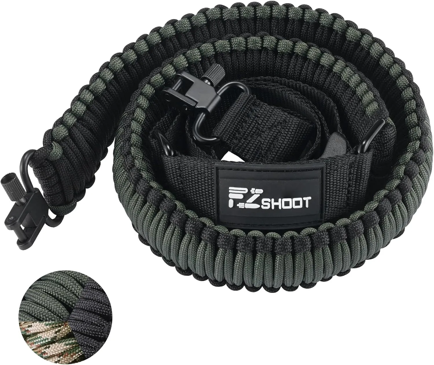 EZshoot 550 Paracord Sling Quick Adjust Two Point Rifle Sling with Larger Opening Tri-Lock Swivels for Outdoor Sports