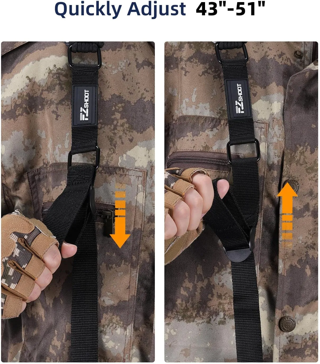 EZshoot 550 Paracord Sling Quick Adjust Two Point Rifle Sling with Larger Opening Tri-Lock Swivels for Outdoor Sports