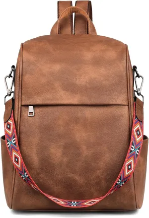 FADEON Leather Backpack Purse for Women Designer Travel Backpack Purses PU Fashion Ladies Shoulder Bag with Tassel