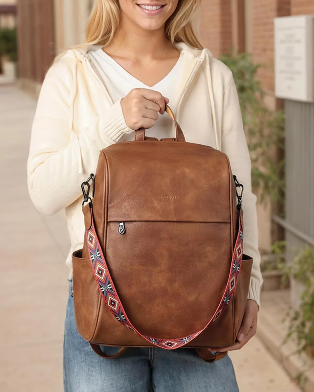 FADEON Leather Backpack Purse for Women Designer Travel Backpack Purses PU Fashion Ladies Shoulder Bag with Tassel