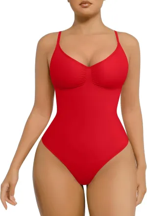 FeelinGirl Shapewear Bodysuit for Women Tummy Control Seamless Sculpting Snatched Waist Body Suit Body Shaper Thong