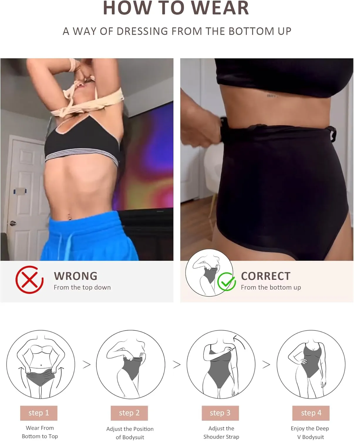 FeelinGirl Shapewear Bodysuit for Women Tummy Control Seamless Sculpting Snatched Waist Body Suit Body Shaper Thong
