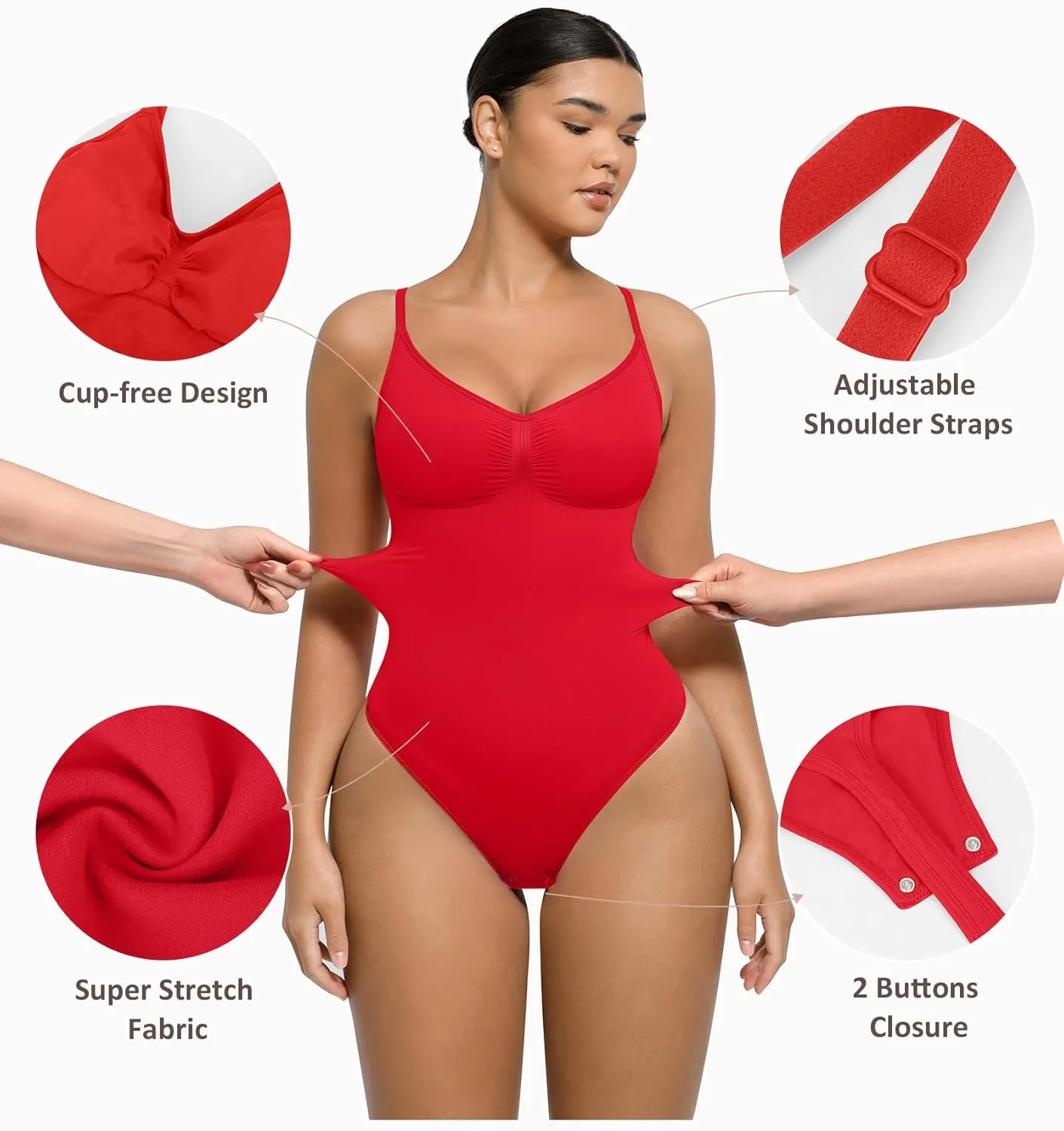 FeelinGirl Shapewear Bodysuit for Women Tummy Control Seamless Sculpting Snatched Waist Body Suit Body Shaper Thong