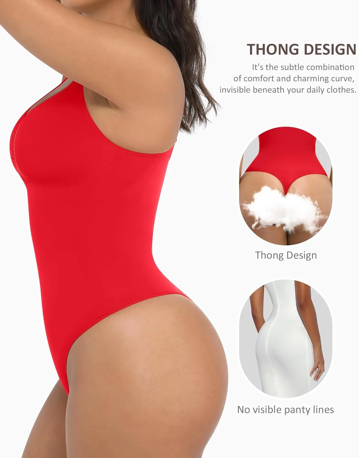 FeelinGirl Shapewear Bodysuit for Women Tummy Control Seamless Sculpting Snatched Waist Body Suit Body Shaper Thong