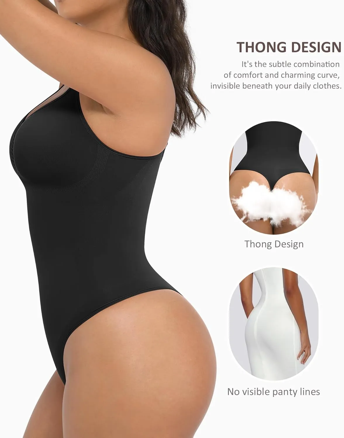 FeelinGirl Shapewear Bodysuit for Women Tummy Control Seamless Sculpting Snatched Waist Body Suit Body Shaper Thong