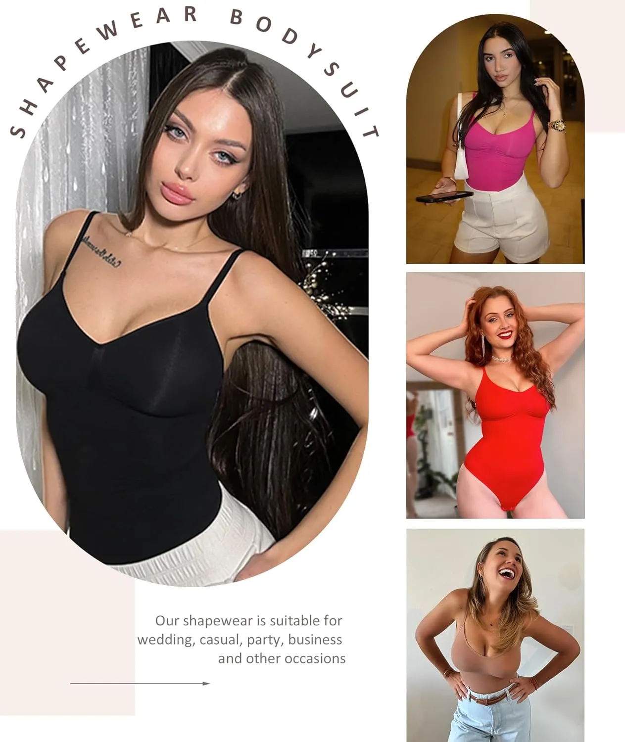 FeelinGirl Shapewear Bodysuit for Women Tummy Control Seamless Sculpting Snatched Waist Body Suit Body Shaper Thong