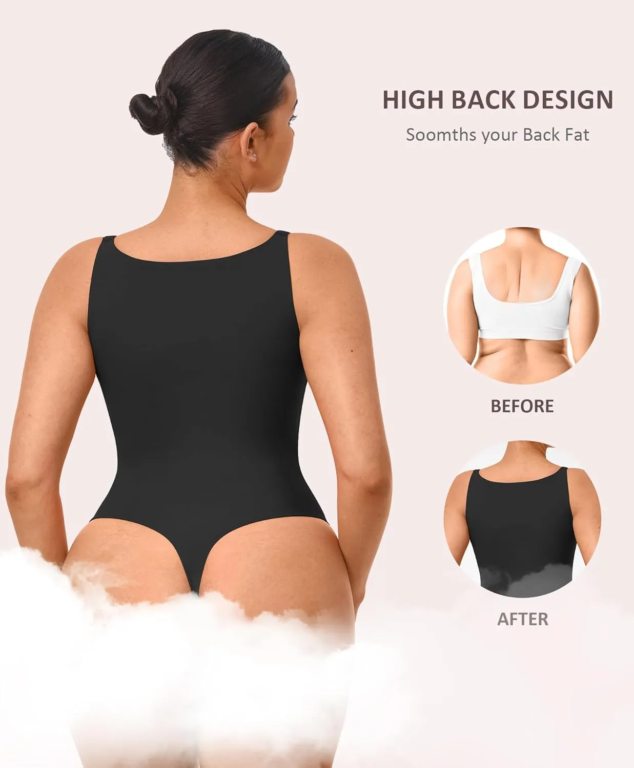 FeelinGirl Shapewear Bodysuits for Women Tummy Control, Thong Body Shaper Deep V Neck Sculpting Snatched Waist Body Suit