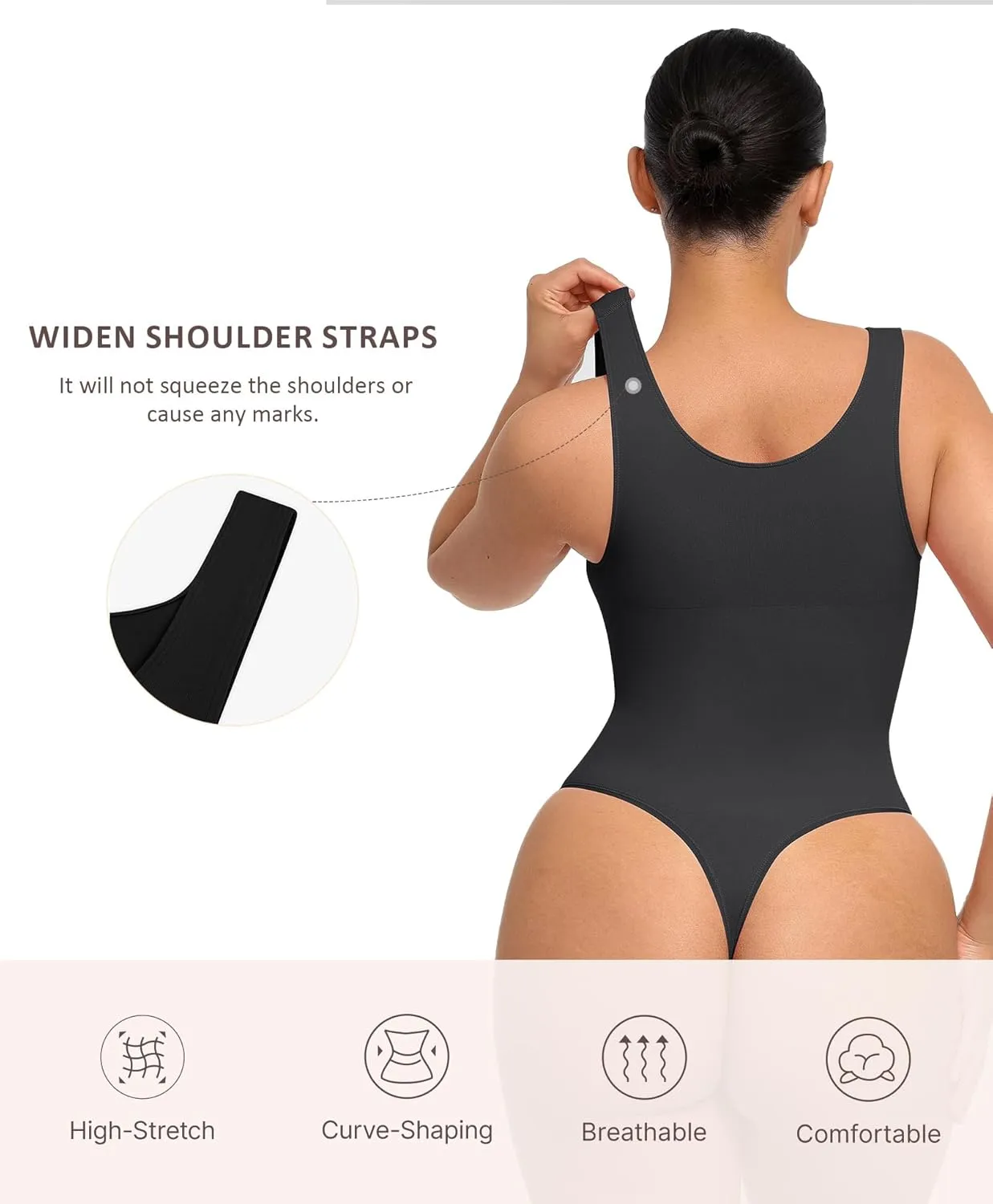 FeelinGirl Shapewear Bodysuits for Women Tummy Control, Thong Seamless Body Suits Sculpting Snatched Waist Body Shaper