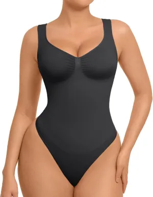 FeelinGirl Shapewear Bodysuits for Women Tummy Control, Thong Seamless Body Suits Sculpting Snatched Waist Body Shaper