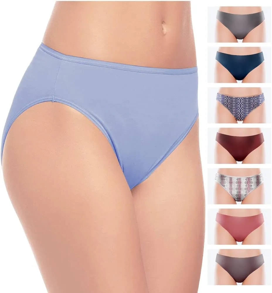 Felina Cotton Modal Hi Cut Panties - Sexy Lingerie Panties for Women - Underwear for Women 8-Pack