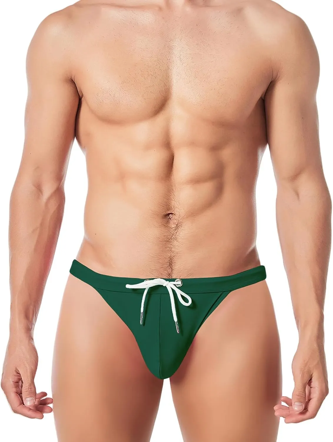 FEOYA Men’s Sexy Swim Briefs Low Rise Drawstring Swimwear Bikini Thong for Surfing Swimming Beach