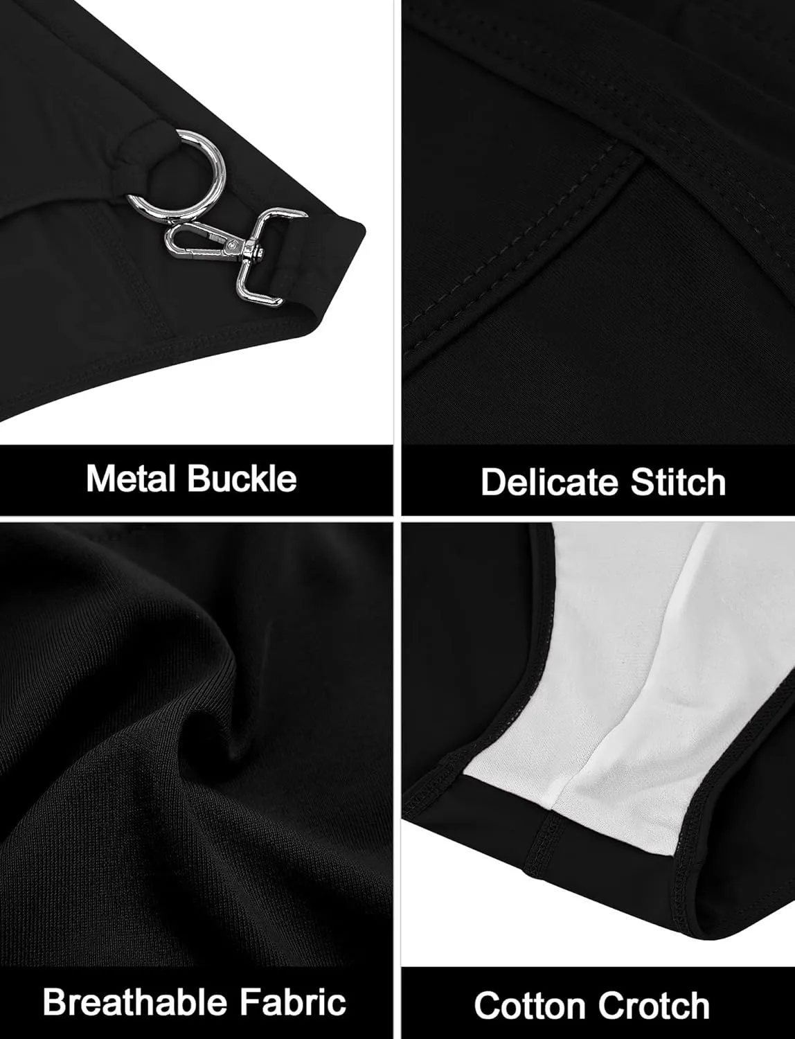 FEOYA Men’s Swim Briefs Low Rise Bikini Swimwear Solid Quick Dry Swimsuit Athletic Surfing Suit with Buckle