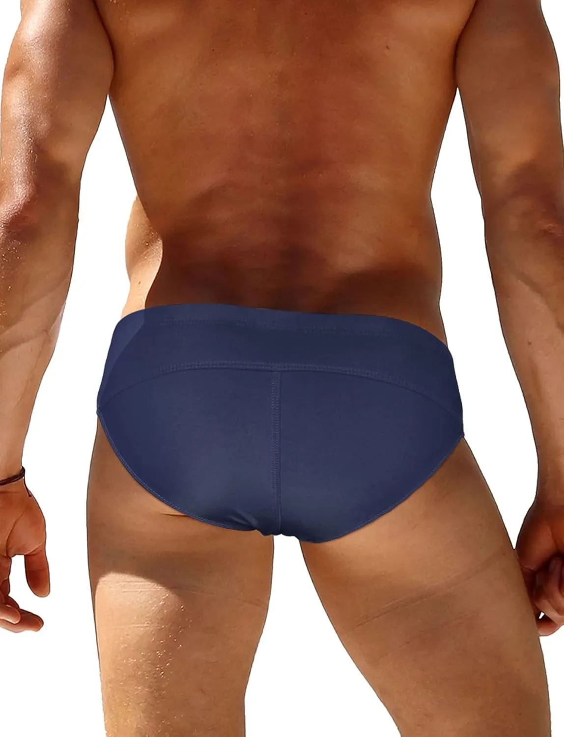 FEOYA Men’s Swim Briefs Low Rise Bikini Swimwear Solid Quick Dry Swimsuit Athletic Surfing Suit with Buckle