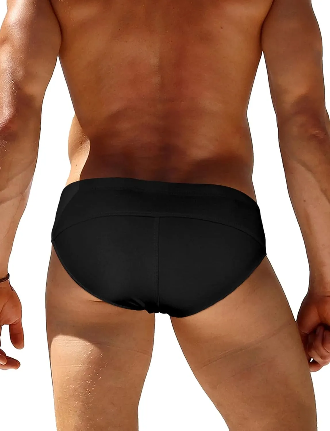 FEOYA Men’s Swim Briefs Low Rise Bikini Swimwear Solid Quick Dry Swimsuit Athletic Surfing Suit with Buckle