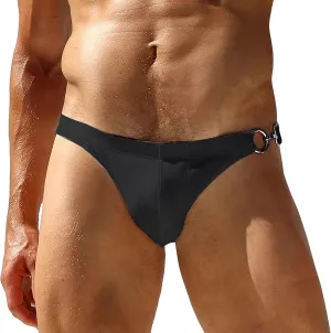 FEOYA Men’s Swim Briefs Low Rise Bikini Swimwear Solid Quick Dry Swimsuit Athletic Surfing Suit with Buckle