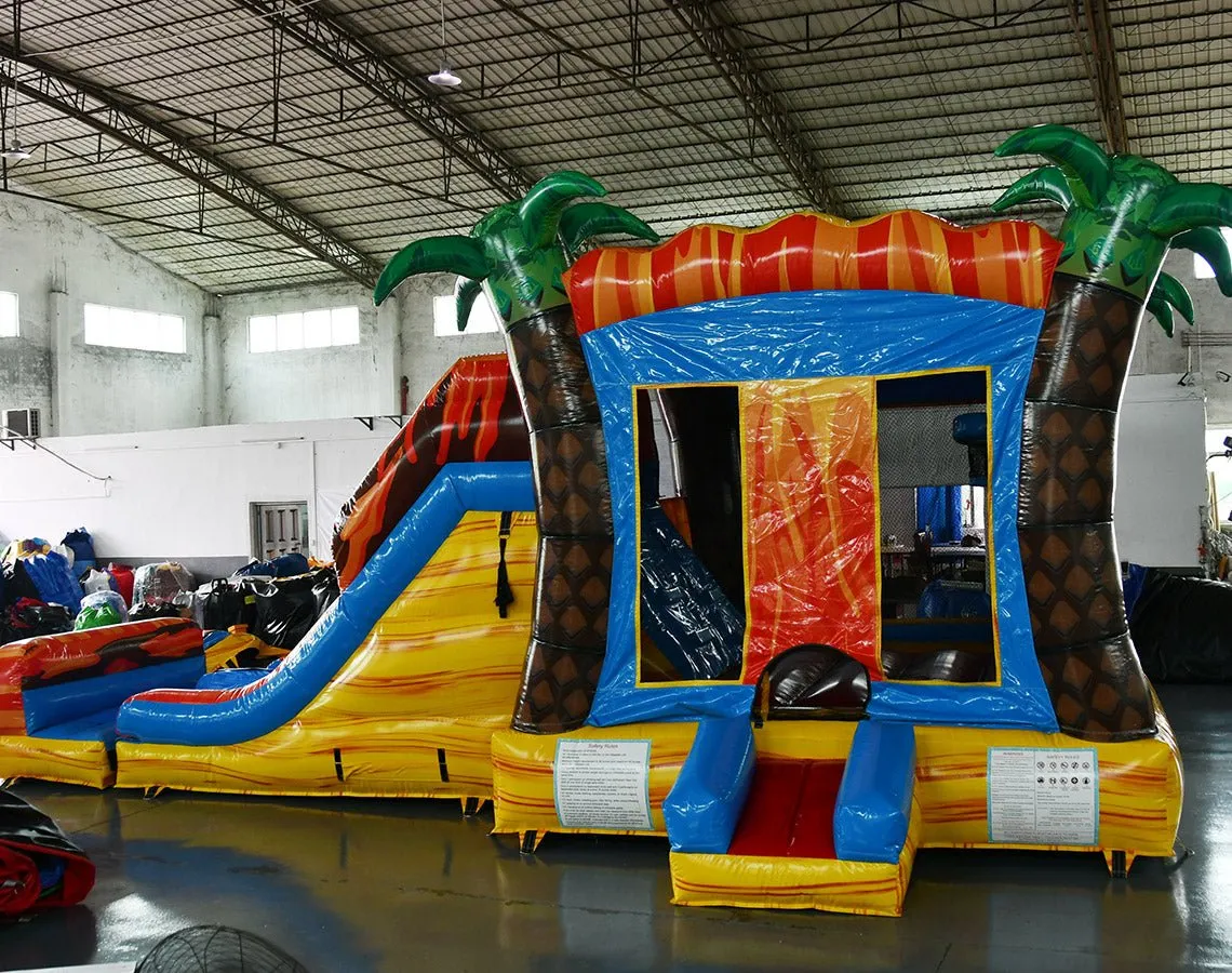 Fiesta Fire Dual Lane Bounce House with Slide (Wet/Dry)
