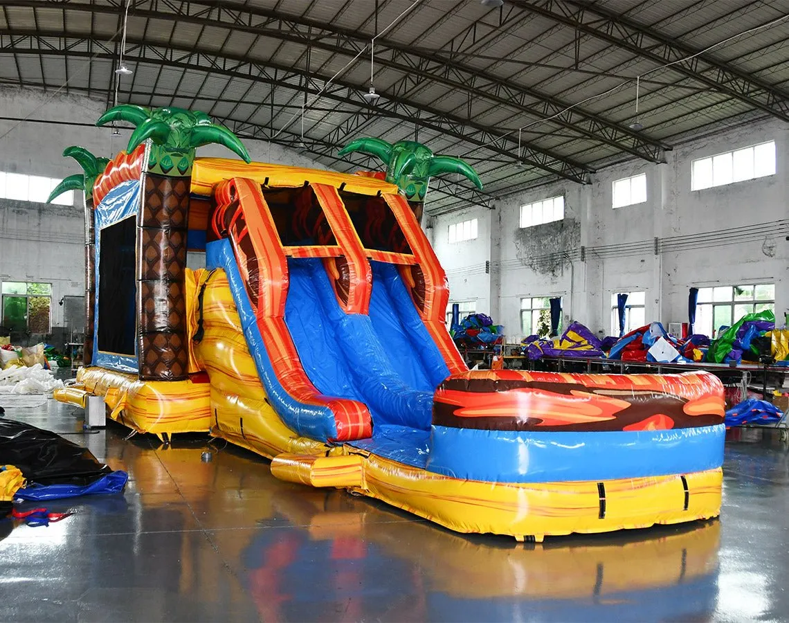 Fiesta Fire Dual Lane Bounce House with Slide (Wet/Dry)