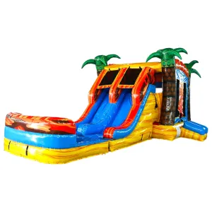 Fiesta Fire Dual Lane Bounce House with Slide (Wet/Dry)
