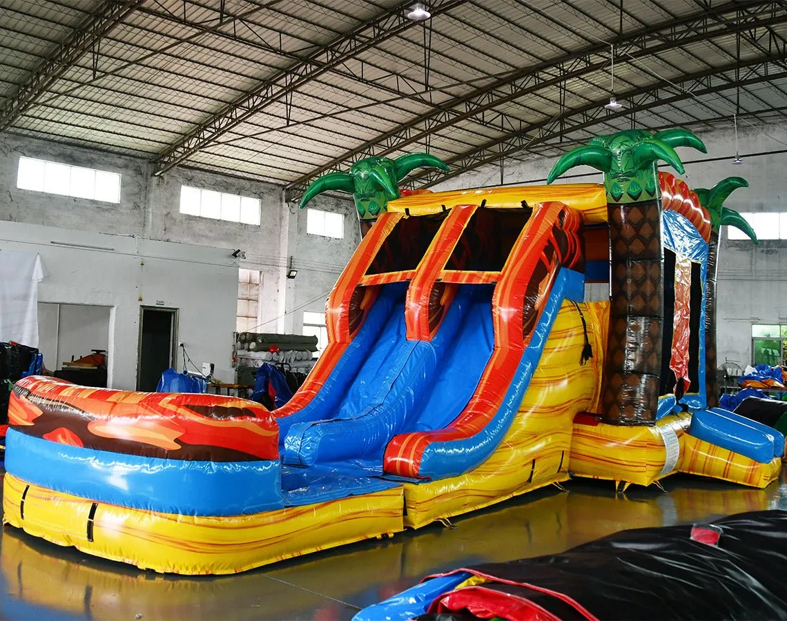 Fiesta Fire Dual Lane Bounce House with Slide (Wet/Dry)