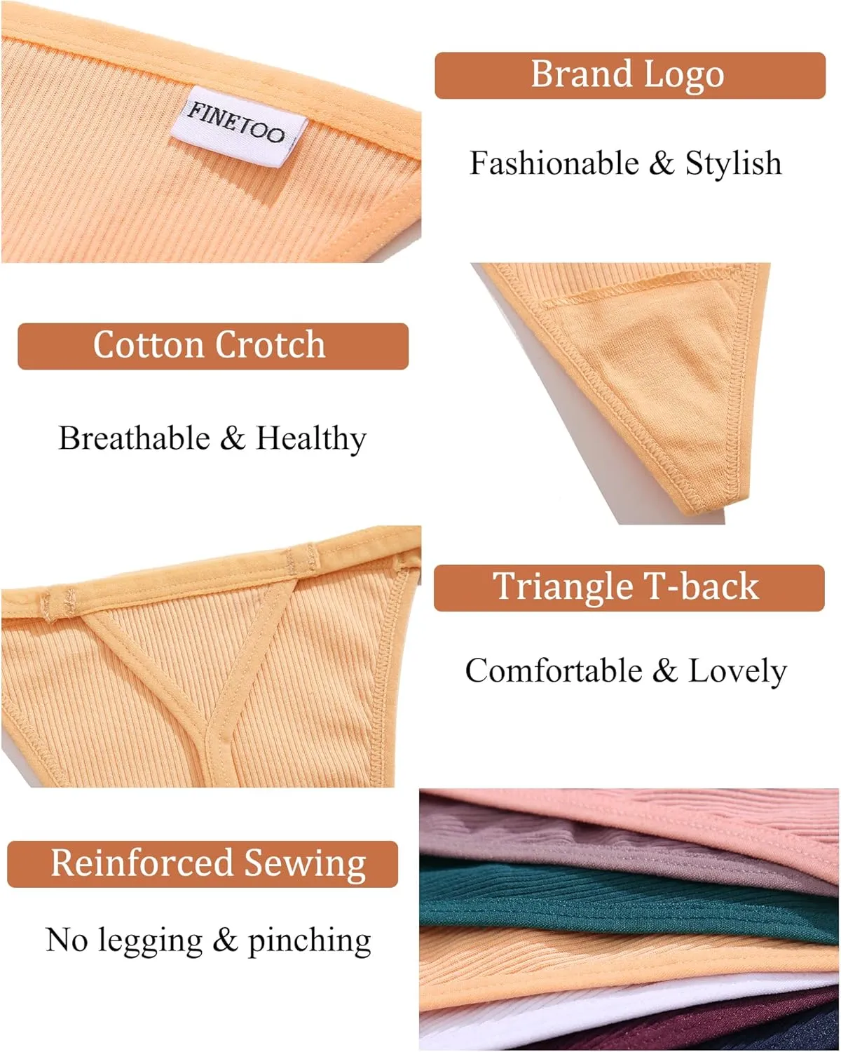 FINETOO 10 Pack Adjustable G String Thongs for Women Sexy Underwear Low Rise Womens Thong Cotton Panties for Ladies S-XL