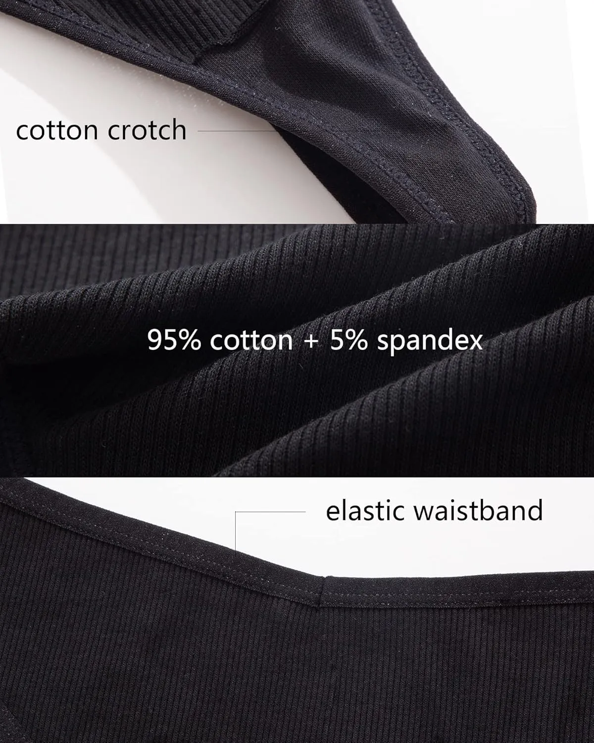 FINETOO 10 Pack Thongs for Women Cotton Underwear V String Breathable Stretch Hipster Sexy Thong Panties S-XL