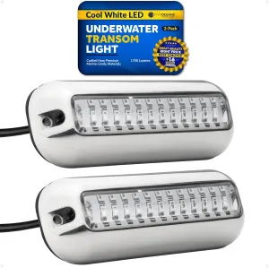 Five Oceans 2-Pack Underwater Boat Lights - Underwater Lights for Boat, Boat Cockpit Light, White LED High Power 1700LM, Marine-Grade 316 Stainless Steel Bezel, 12V DC, Waterproof IP68 - FO4137-M2