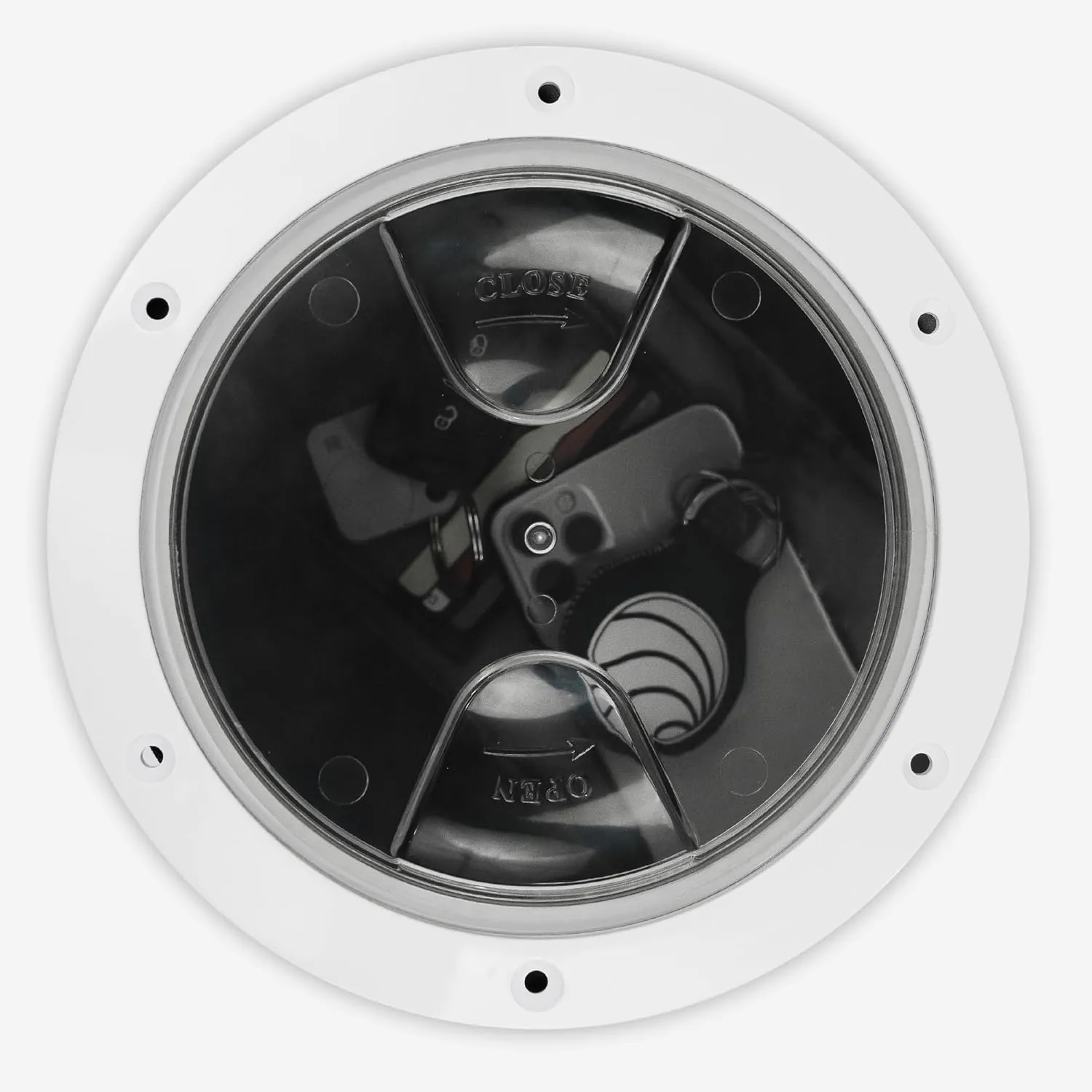 Five Oceans 8" Boat Hatch, Marine Round Inspection Deck Plate Hatch with Detachable Clear Lid, UV-Resistant ABS White Plastic, for Pontoon, Fishing Boat, Bass Boat, Yacht, RVs, Caravan - FO4466
